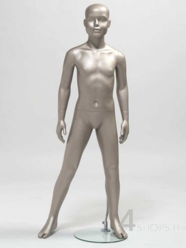 Manichino bambino 8 anni testa astratta finitura grigio metallico pos.022