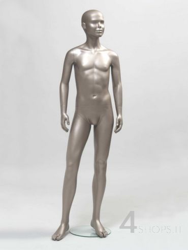 Manichino bambino 12 anni testa astratta finitura grigio metallico pos.025