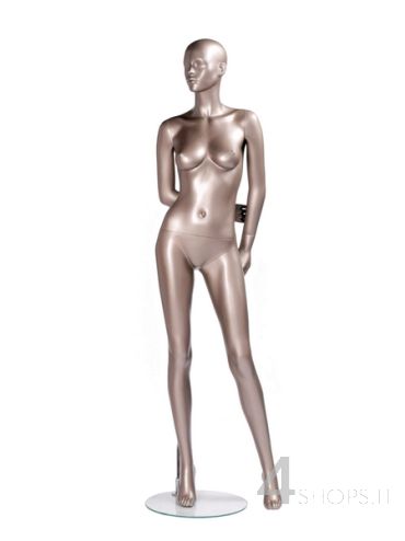 Manichino Donna testa astratta finitura grigio metallico pos.040