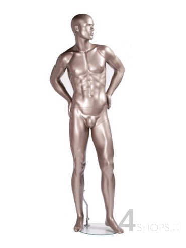 Manichino Uomo testa astratta finitura grigio metallico pos.059