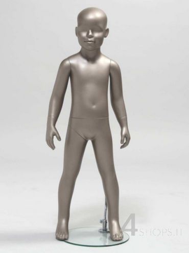 Manichino bambino 4 anni testa astratta finitura grigio metallico pos.103