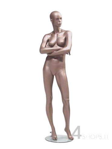 Manichino Donna testa astratta finitura grigio metallico pos.350