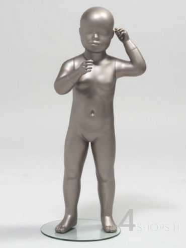 Manichino bambino 2 anni testa astratta finitura grigio metallico pos.378