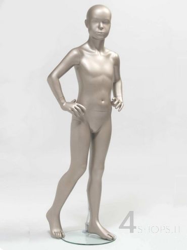 Manichino bambino 6 anni testa astratta finitura grigio metallico pos.379