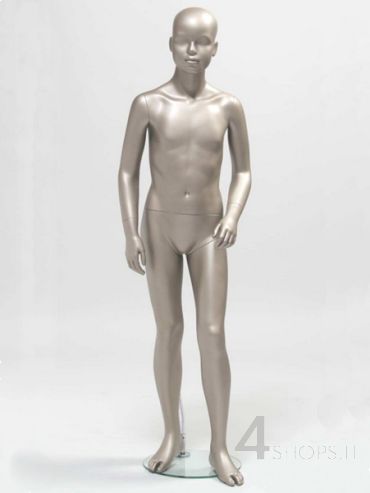 Manichino bambino 8 anni testa astratta finitura grigio metallico pos.380