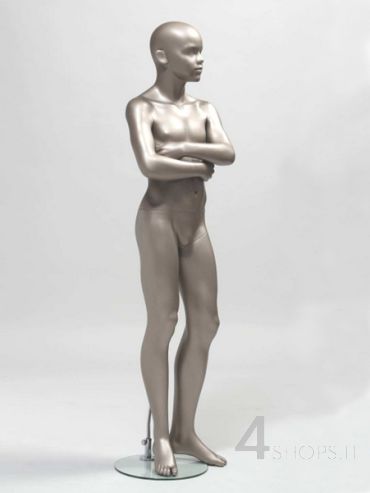 Manichino bambino 10 anni testa astratta finitura grigio metallico pos.382