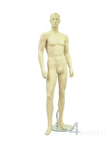 Manichino Uomo con testa stilizzata finitura avorio pos.01