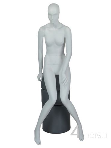 Manichino Donna testa stilizzata finitura bianco lucido pos. seduta Camille