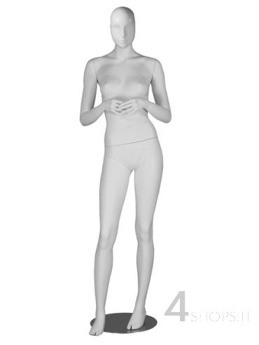 Manichino Donna testa stilizzata finitura bianco lucido pos. Grace - Frontale