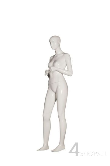 Manichino Donna testa stilizzata finitura bianco lucido pos. Grace - Frontale