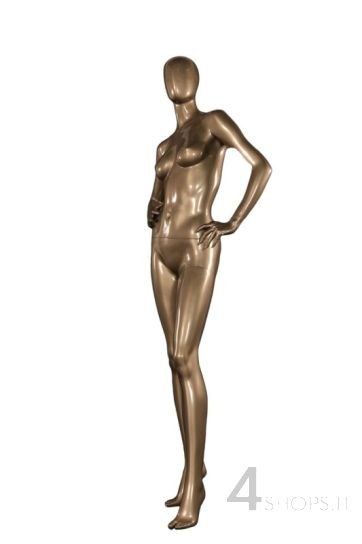 Manichino Donna testa a uovo titanio lucido base cromata - Fronte