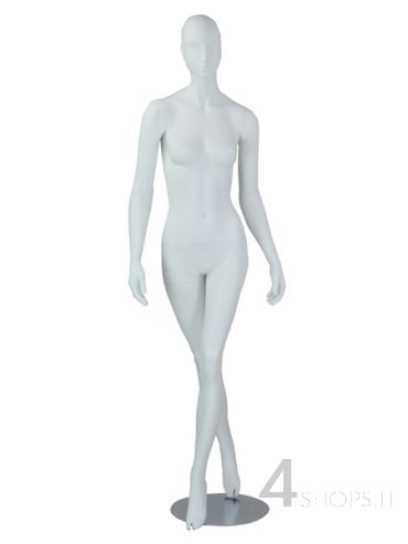 Manichino Donna testa stilizzata finitura bianco lucido pos. Stephy - Con base