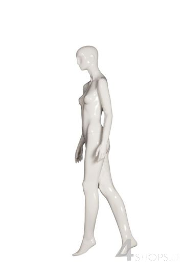 Manichino Donna testa stilizzata finitura bianco lucido pos. Stephy - Con base