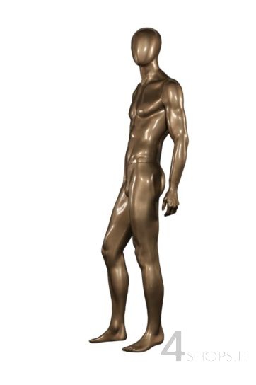 Manichino Uomo testa a uovo titanio lucido base cromata - Fronte 