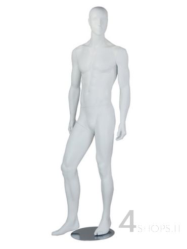 Manichino Uomo testa stilizzata finitura bianco lucido pos. Cesare