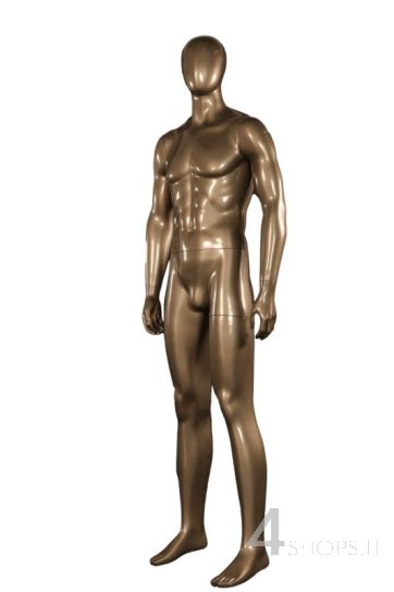 Manichino uomo testa a uovo titanio lucido base cromata - Fronte