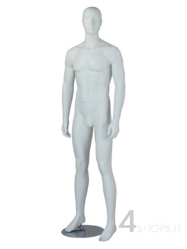 Manichino Uomo testa stilizzata finitura bianco lucido pos. David
