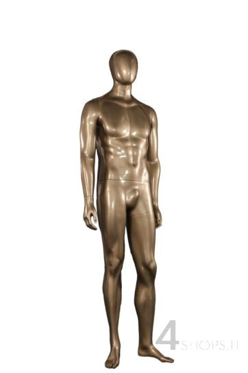 Manichino uomo testa a uovo titanio lucido base cromata - Fronte