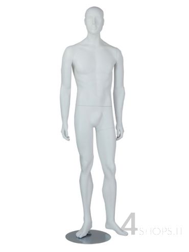 Manichino Uomo testa stilizzata finitura bianco lucido pos. Fernand - Con base