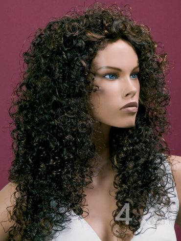 Parrucca donna castana riccia