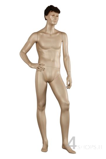 Manichino Uomo realistico madreperla con parrucca pos.2947 - Fronte