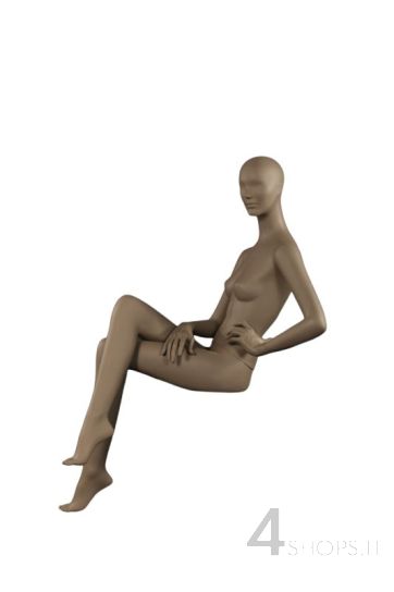 Manichino Donna testa astratta finitura grigio opaco seduto pos.28 - Lato sx