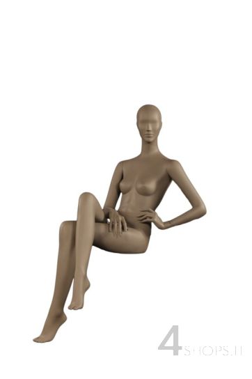 Manichino Donna testa astratta finitura grigio opaco seduto pos.28 - Lato sx