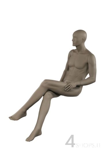Manichino uomo testa stilizzata seduto grigio opaco - Vista laterale