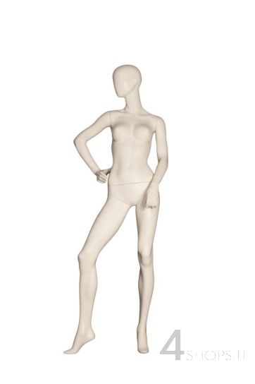 Manichino donna testa astratta avorio con base - Fronte