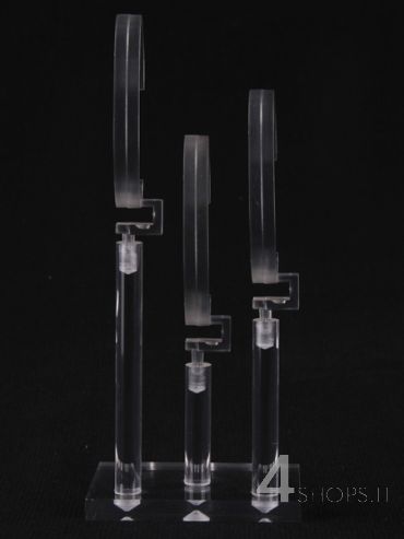 Espositore per 3 orologi in plexiglass trasparente