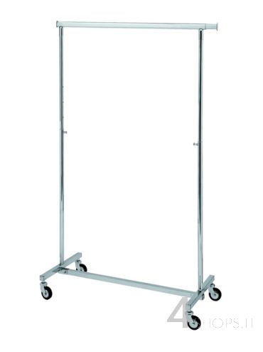 Stender cromato pieghevole e regolabile 100 cm. con ruote 80 mm.