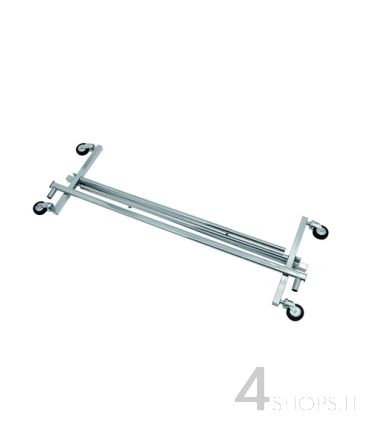 Stender cromato pieghevole e regolabile 100 cm. con ruote 80 mm.