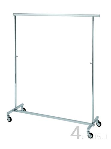 Stender cromato pieghevole e regolabile 140 cm. con ruote 80 mm.