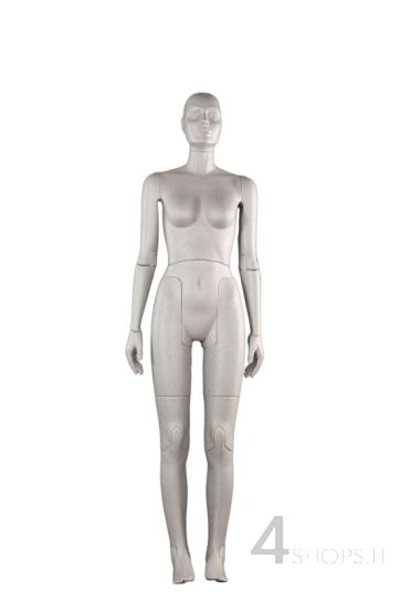Manichino donna snodato grigio con base regolabile - Fronte