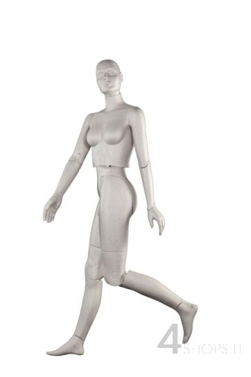 Manichino donna snodato grigio con base regolabile - Fronte