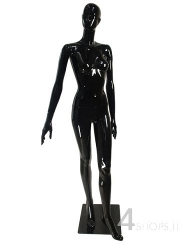 Manichino Donna testa astratta finitura nero lucido - Fronte