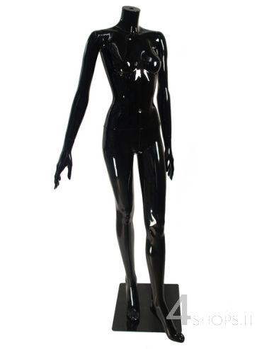 Manichino Donna testa astratta finitura nero lucido - Fronte