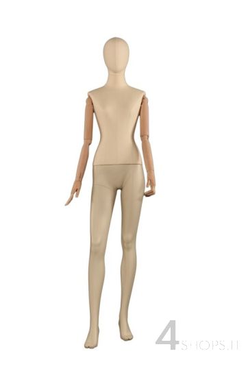 Manichino donna stilizzato rivestito in tessuto con braccia - Fronte