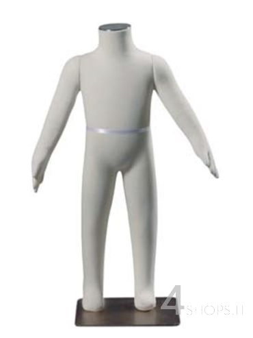 Manichino flessibile bambino 2 anni con testa astratta, tessuto ecrù