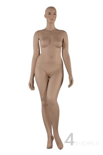 Manichino donna voluptous realistico con braccia dritte in posizione 2 - Fronte con parrucca